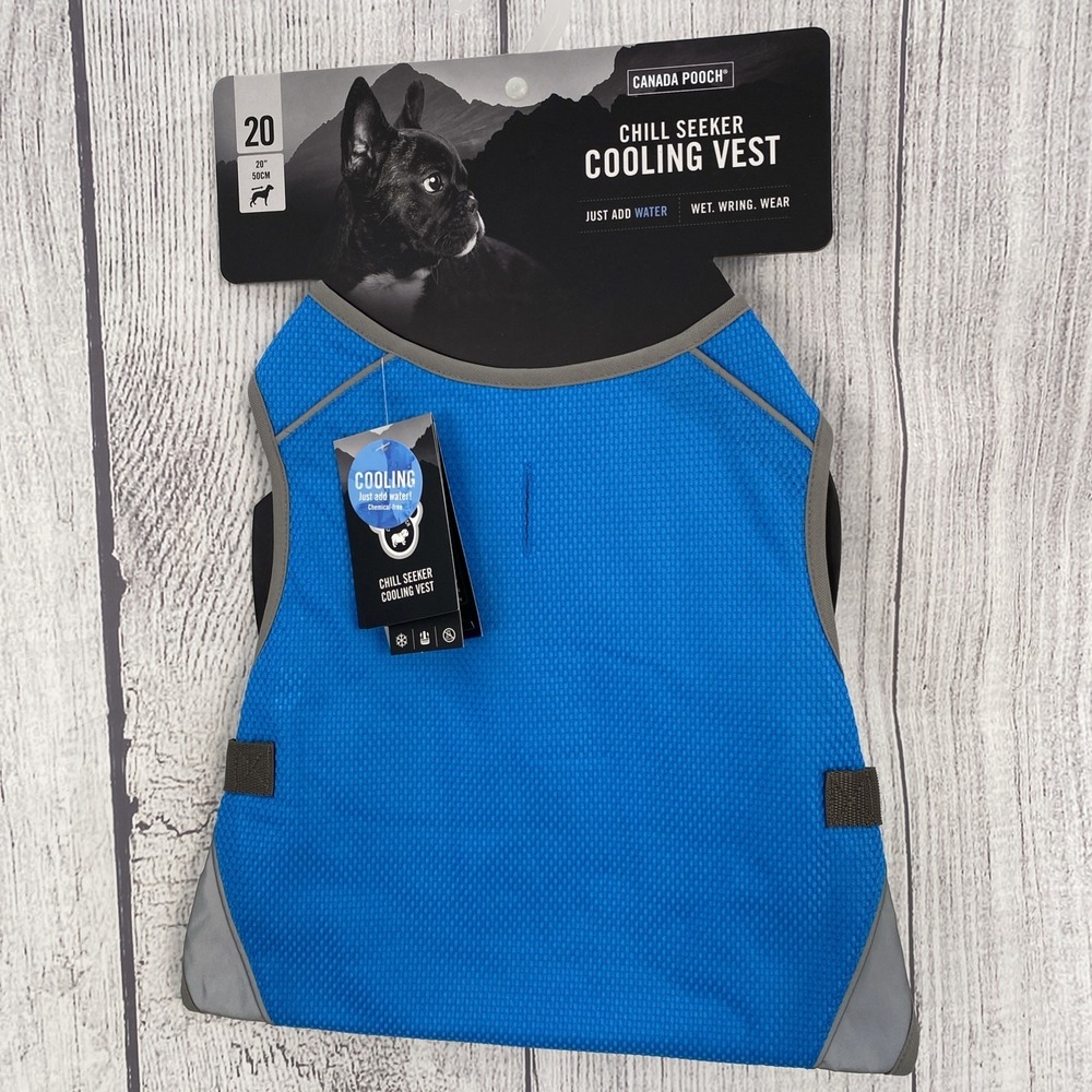 Canada Pooch Chill Seeker Cooling Vest 20 Blue Gray Mesh Harness Summer Jacket